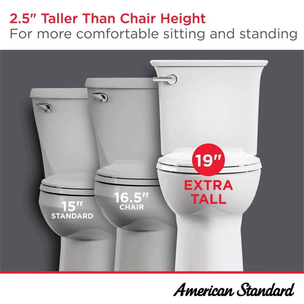 American Standard Cadet PRO 12 In. 2-Piece 1.28 GPF Single Flush Extra Tall Elongated Toilet In White 6 American Standard Cadet PRO 12 In. 2-Piece 1.28 GPF Single Flush Extra Tall Elongated Toilet In White - Image 6