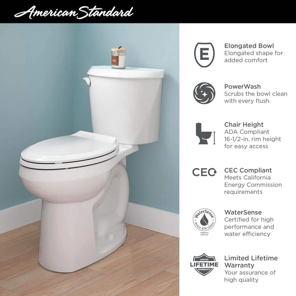 American Standard Colony 3 2-Piece 1.28 GPF Single Flush Chair-Height Elongated Toilet In White, Seat Not Included 3 American Standard Colony 3 2-Piece 1.28 GPF Single Flush Chair-Height Elongated Toilet In White, Seat Not Included - Image 3