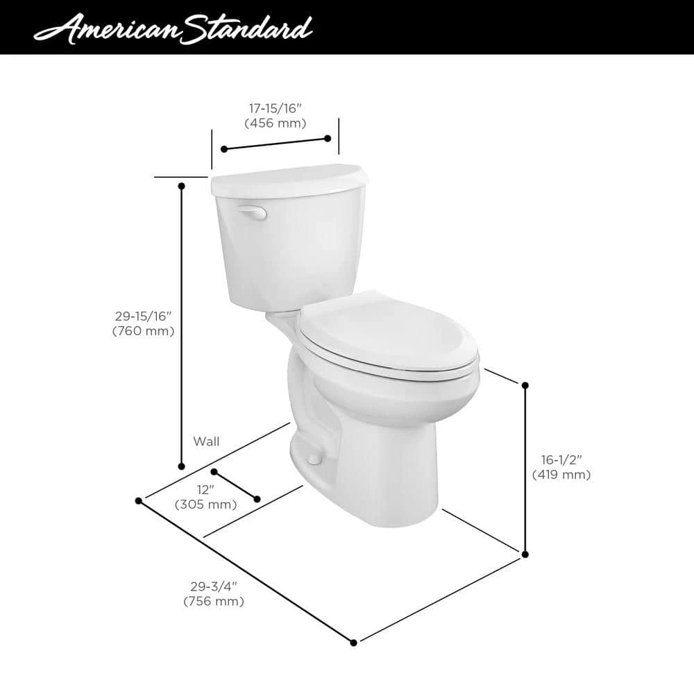 American Standard Colony 3 2-Piece 1.28 GPF Single Flush Chair-Height Elongated Toilet In White, Seat Not Included 4 American Standard Colony 3 2-Piece 1.28 GPF Single Flush Chair-Height Elongated Toilet In White, Seat Not Included - Image 4