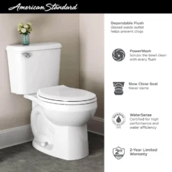 American Standard Reliant Two-Piece 10 In Rough 1.28 GPF Single Flush Round Standard Height Toilet With Slow-Close Seat In White 12 American Standard Reliant Two-Piece 10 In Rough 1.28 GPF Single Flush Round Standard Height Toilet With Slow-Close Seat In White -The Home Depot white american standard two piece toilets 3332db101cr 020 40 1000