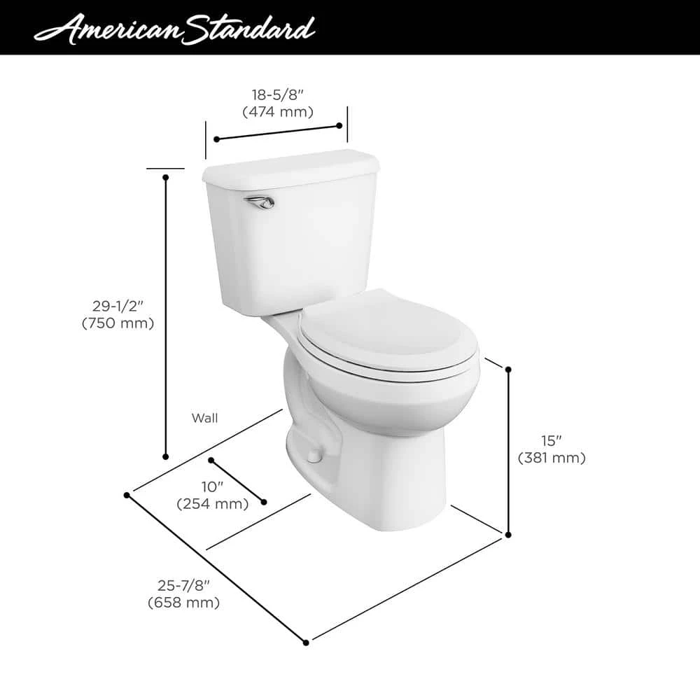 American Standard Reliant Two-Piece 10 In Rough 1.28 GPF Single Flush Round Standard Height Toilet With Slow-Close Seat In White 4 American Standard Reliant Two-Piece 10 In Rough 1.28 GPF Single Flush Round Standard Height Toilet With Slow-Close Seat In White - Image 4