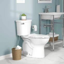 American Standard Cadet 12 In. Rough In 2-Piece 1.28 GPF Single Flush Elongated Chair Height Toilet With Slow Close Seat In White -The Home Depot white american standard two piece toilets 788aa154 020 77 1000