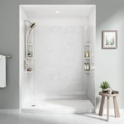 American Standard Ovation 32 In. X 60 In. X 72 In. 5-Piece Glue-Up Alcove Shower Wall Set In White Marble