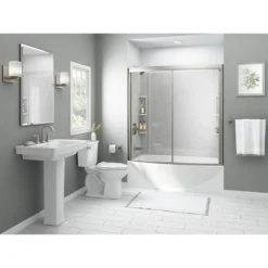 American Standard Ovation 32 In. X 60 In. X 59 In. 5-Piece Glue-Up Alcove Bath Wall Set In White Marble -The Home Depot white marble american standard tub surrounds 2968bwt60 252 40 1000