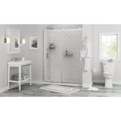 American Standard Passage 32 In. W X 72 In. H Four Piece Glue Up Acrylic Alcove Shower Wall Set In White Subway Tile -The Home Depot white subway tile american standard alcove shower walls surrounds p2969swt 375 1d 1000