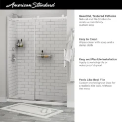 American Standard Passage 60 In. X 72 In. Right Drain 4-Piece Glue-Up Alcove Shower Wall, Shelf, Door And Base Kit In White Subway Tile -The Home Depot white subway tile american standard shower stalls kits p2739rho 375 c3 1000
