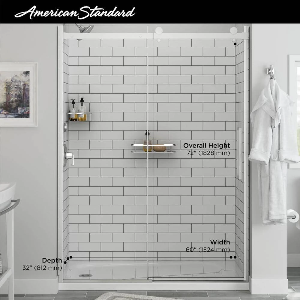American Standard Passage 60 In. X 72 In. 2-Piece Glue-Up Alcove Shower Wall And Base Kit With Left Hand Drain In White Subway Tile 4 American Standard Passage 60 In. X 72 In. 2-Piece Glue-Up Alcove Shower Wall And Base Kit With Left Hand Drain In White Subway Tile - Image 4