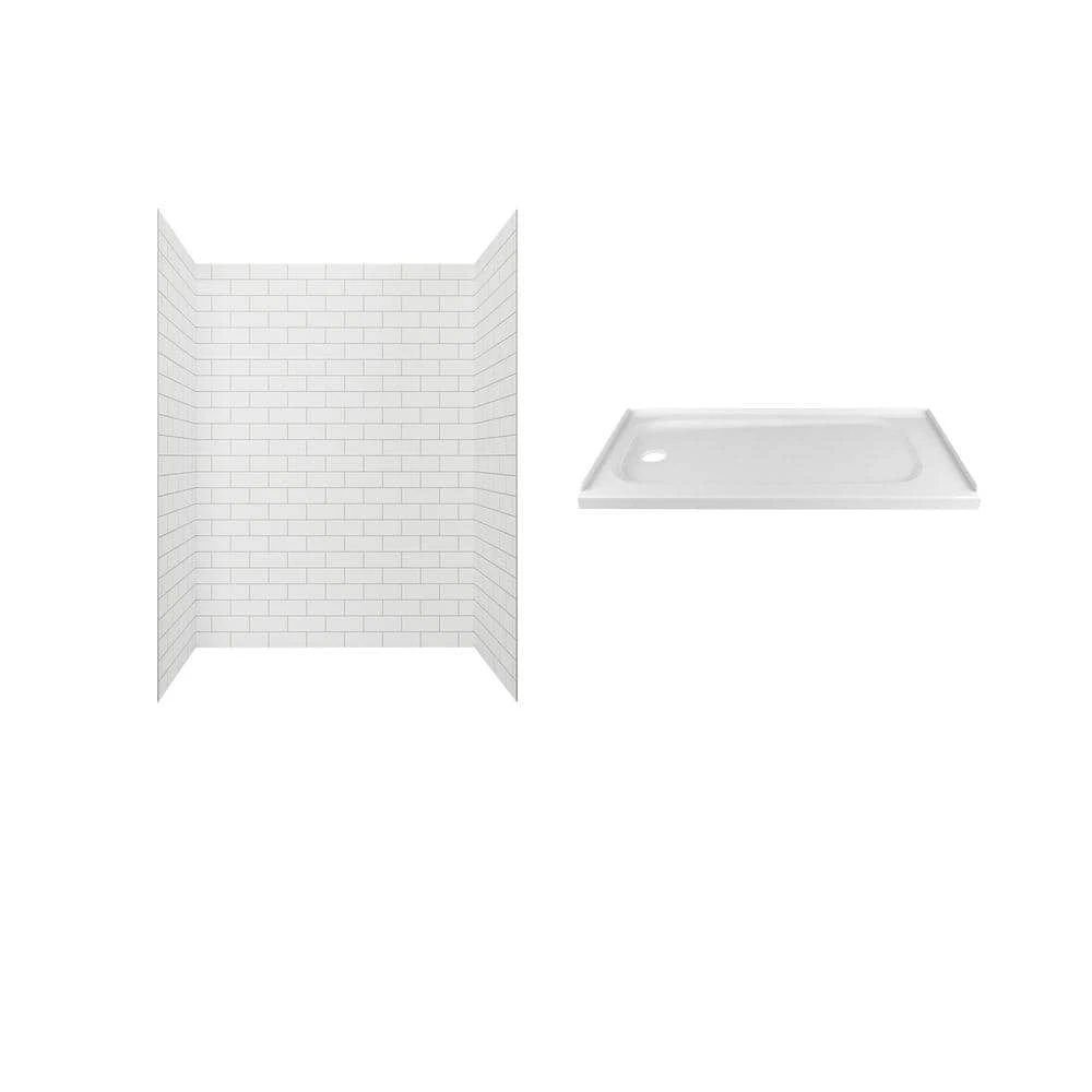 American Standard Passage 60 In. X 72 In. 2-Piece Glue-Up Alcove Shower Wall And Base Kit With Left Hand Drain In White Subway Tile 2 American Standard Passage 60 In. X 72 In. 2-Piece Glue-Up Alcove Shower Wall And Base Kit With Left Hand Drain In White Subway Tile - Image 2
